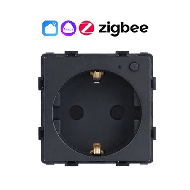 Купить Механизм розетки ZigBee (без рамки) Алиса, таймер, цвет черный в интернет-магазине Mvava.ru