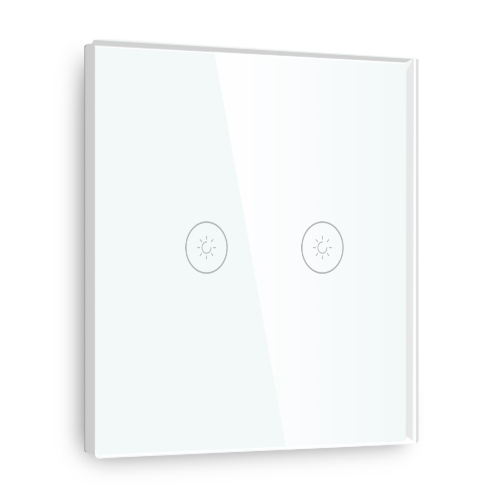 Купить Сенсорный выключатель диммер 2 клавиши 1 пост, (2G) стекло 86х86мм цвет белый в интернет-магазине Mvava.ru