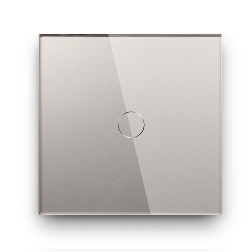 Купить Сенсорный выключатель диммер 1 клавиша 1 пост, (1G) стекло 86х86мм цвет серый в интернет-магазине Mvava.ru