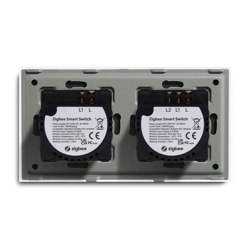 Купить Сенсорный выключатель ZigBee MVAVA 3 кл. 2 поста (2G+1G) стекло 157х86мм цвет золотой в интернет-магазине Mvava.ru