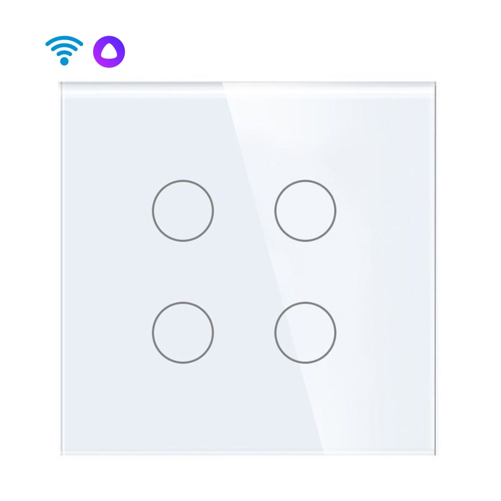 Купить Cенсорный Wi-Fi выключатель 600 Вт , с Алисой, 4 клавиши 1 пост, (4G) цвет белый в интернет-магазине Mvava.ru