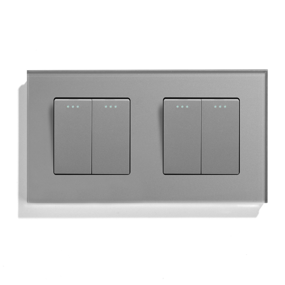 Купить Выключатель 4 клавиши 2 поста (М2+М2) рамка стекло 157х86мм цвет серый в интернет-магазине Mvava.ru