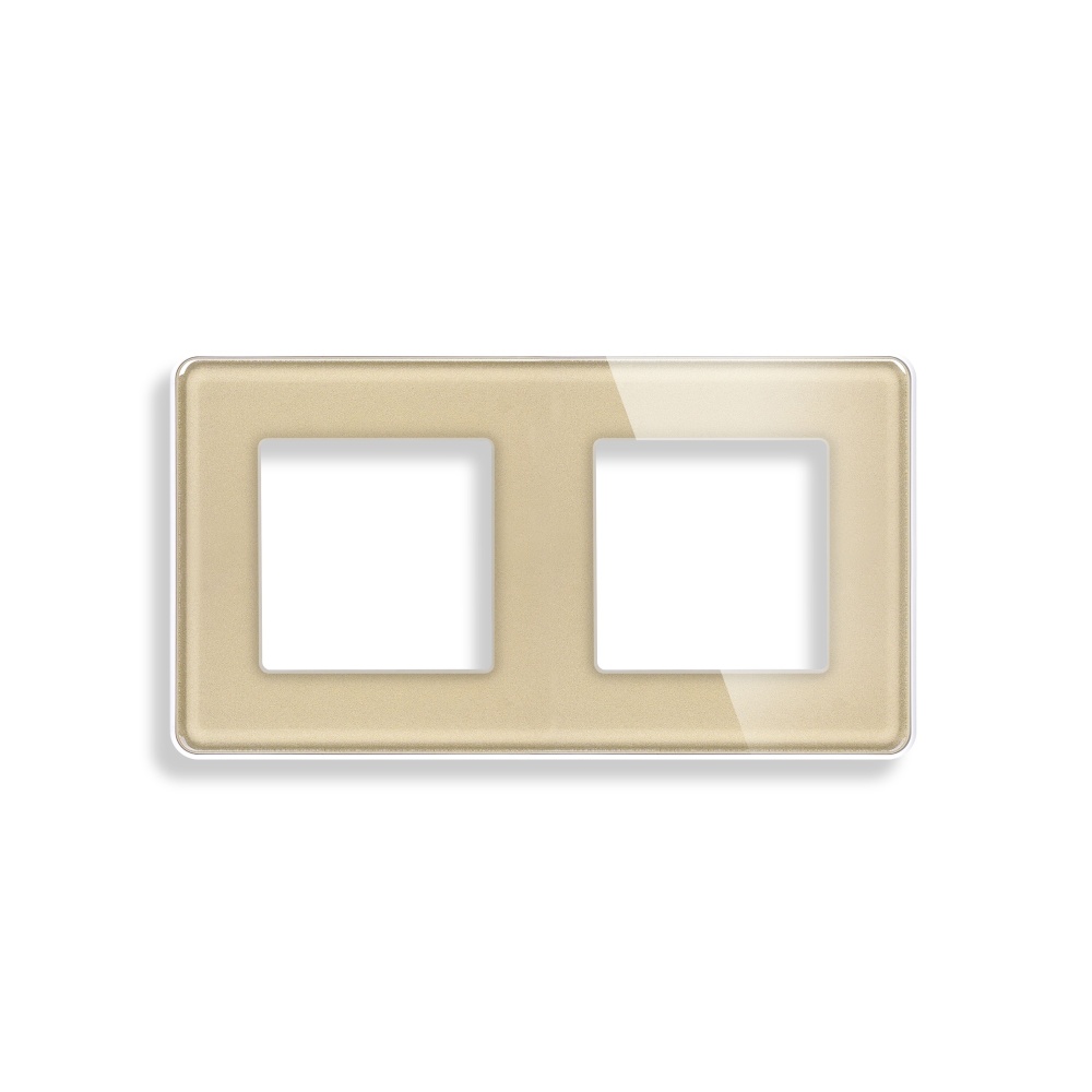 Купить Рамка 2 поста 157*86мм, стекло 2.5D, цвет золотой в интернет-магазине Mvava.ru