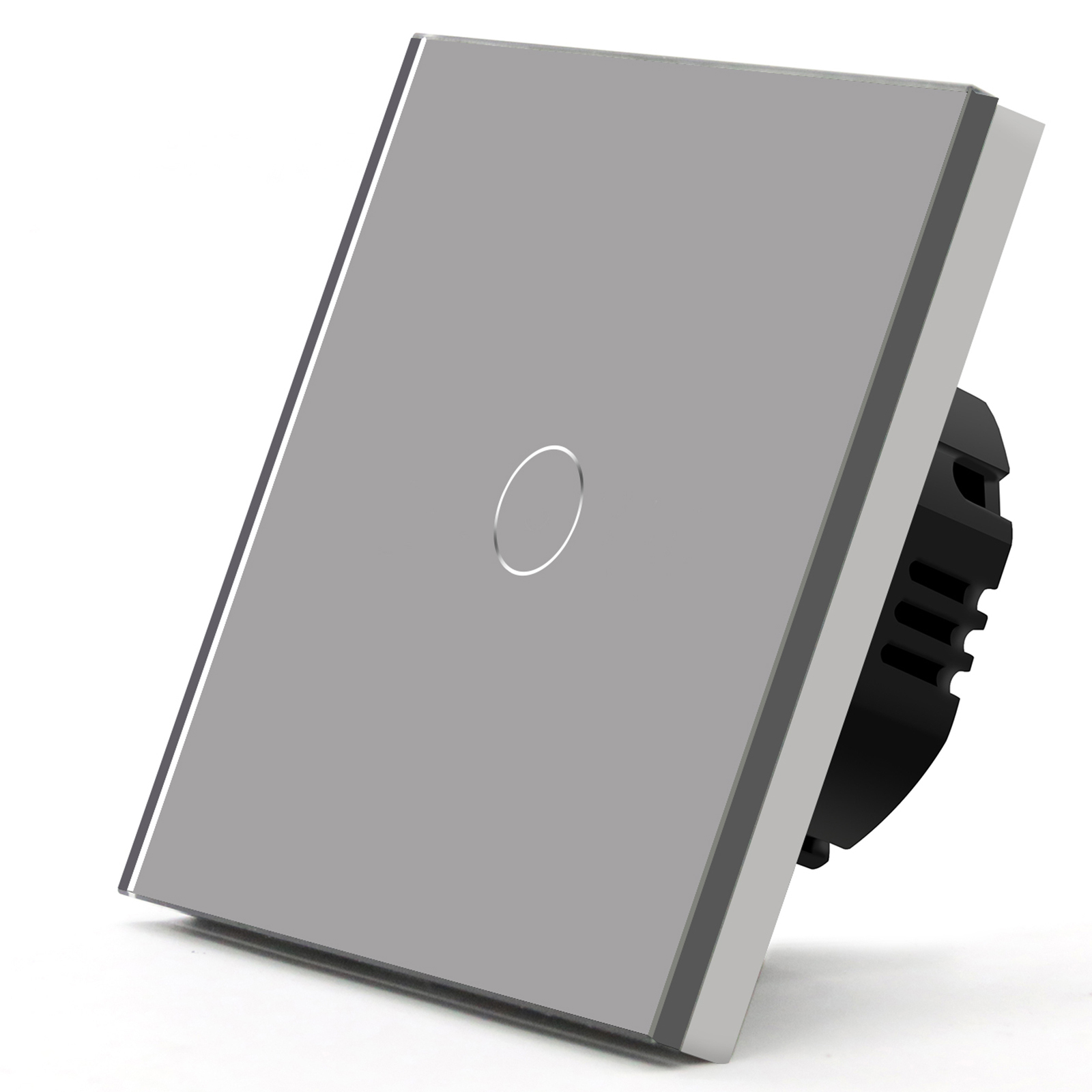 Купить Сенсорный выключатель Zigbee проходной, 1 клавиша 1 пост, (1G) стекло 86х86мм цвет серый в интернет-магазине Mvava.ru