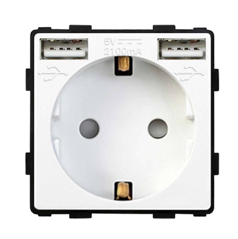 Купить Механизм розетки (без рамки) с Usb АА, цвет белый в интернет-магазине Mvava.ru