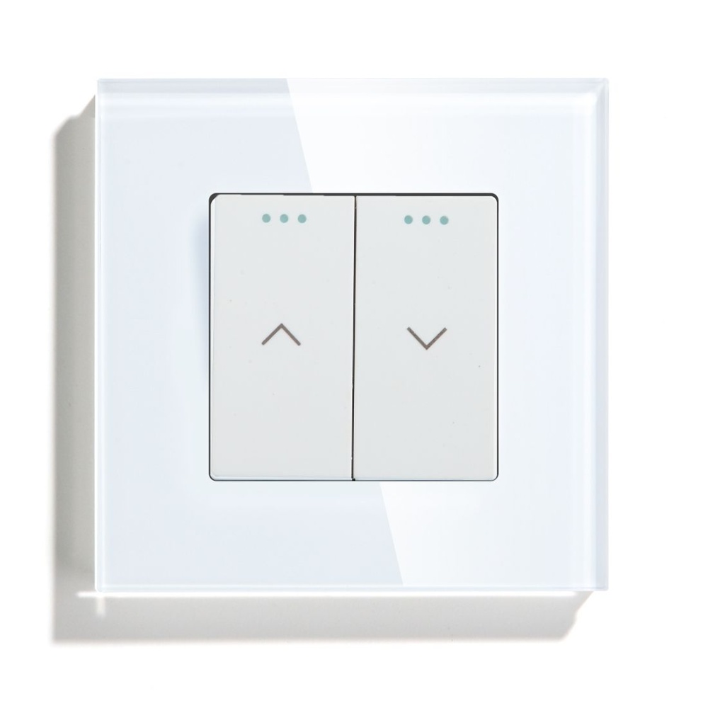 Купить Выключатель механический для жалюзи, 2 клавиши 1 пост, рамка стекло 86х86мм цвет белый в интернет-магазине Mvava.ru