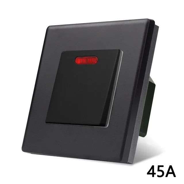 Купить Мастер выключатель 45А, 1 клавиша 1 пост, рамка пластик 86х86мм цвет черный в интернет-магазине Mvava.ru