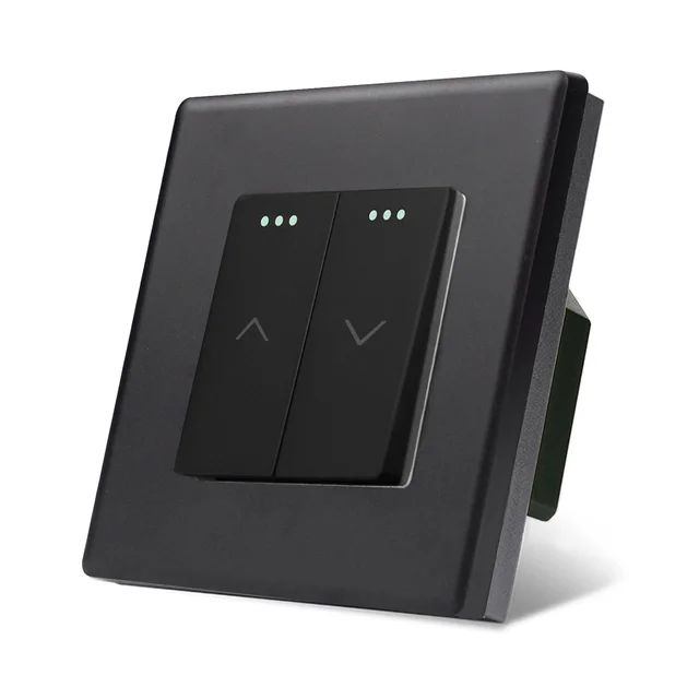 Купить Выключатель механический для жалюзи, 2 клавиши 1 пост, рамка пластик 86х86мм цвет черный в интернет-магазине Mvava.ru