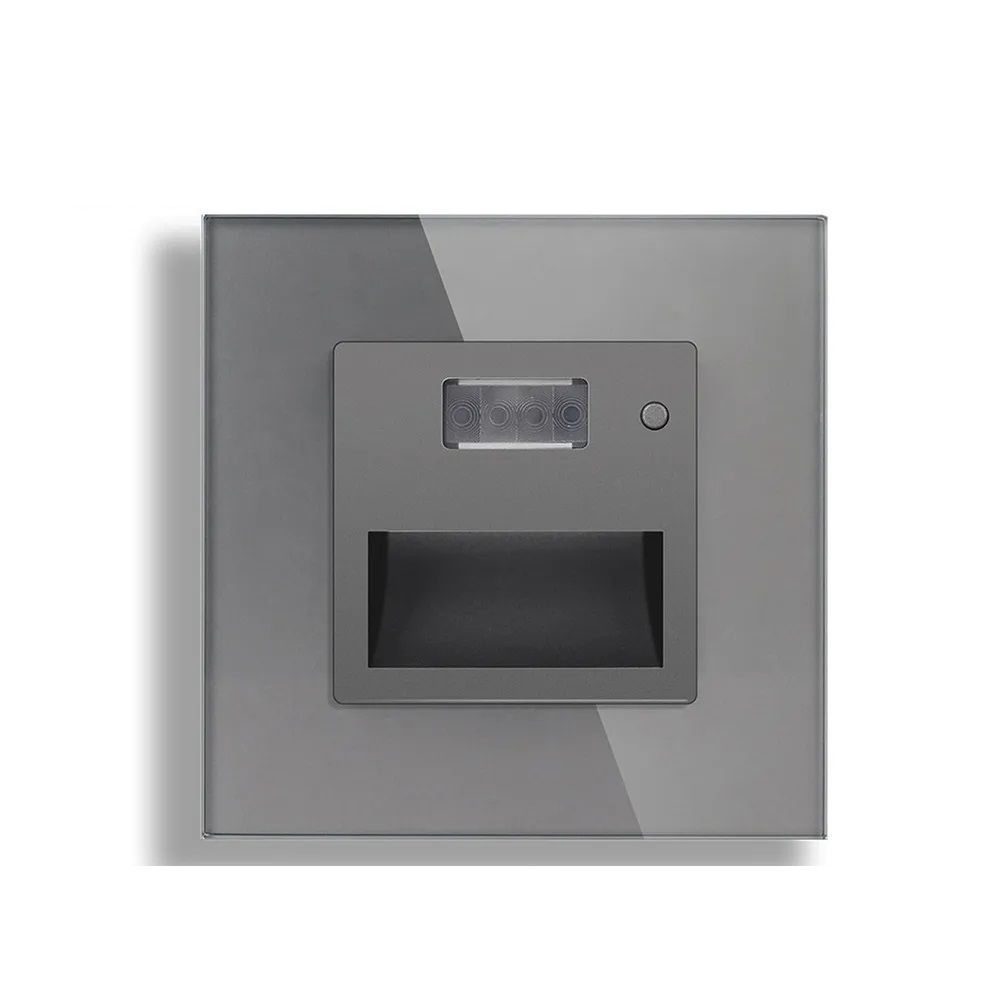 Купить Cветильник 1800К-7500К для лестниц , с датчиком движения, рамка 86х86мм стекло, цвет серый в интернет-магазине Mvava.ru