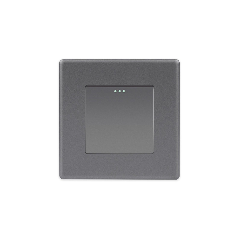 Купить Выключатель проходной, 1 клавиша, 1 пост, рамка пластик 86х86мм цвет серый в интернет-магазине Mvava.ru