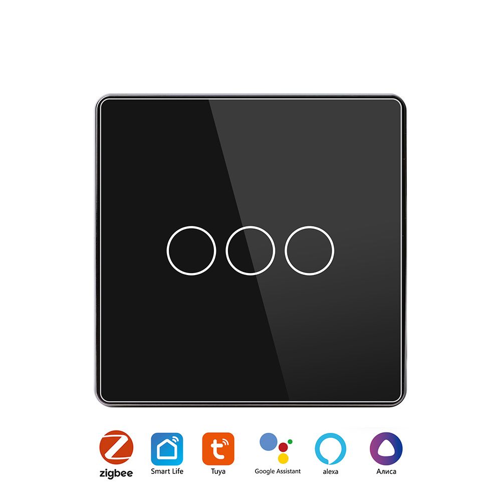 Купить Сенсорный беспроводной переключатель сцен ZigBee 3кл. цвет черный в интернет-магазине Mvava.ru