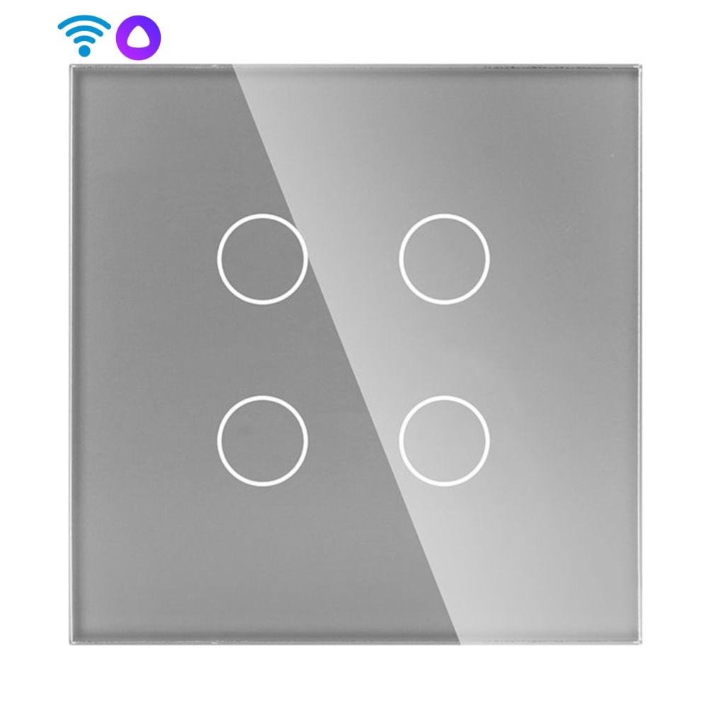 Купить Cенсорный Wi-Fi выключатель 600 Вт , с Алисой, 4 клавиши 1 пост, (4G) цвет серый в интернет-магазине Mvava.ru
