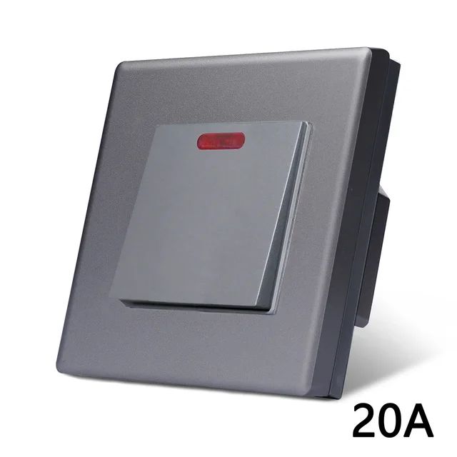 Купить Мастер выключатель 20А, 1 клавиша 1 пост, рамка пластик 86х86мм цвет серый в интернет-магазине Mvava.ru