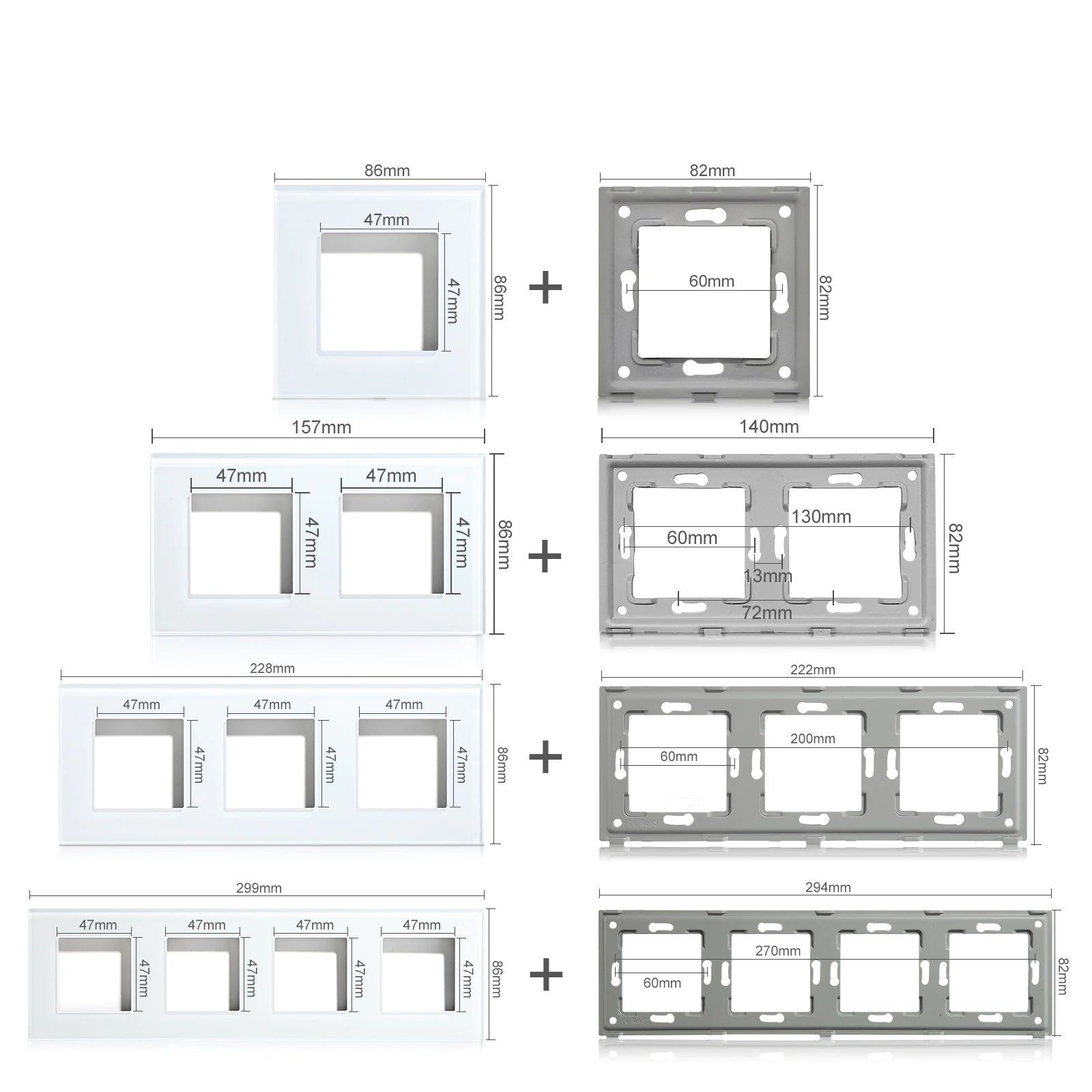 Купить Рамка комби вертикальная 2 поста (3G+1F) 157*86мм, стекло, цвет белый в интернет-магазине Mvava.ru