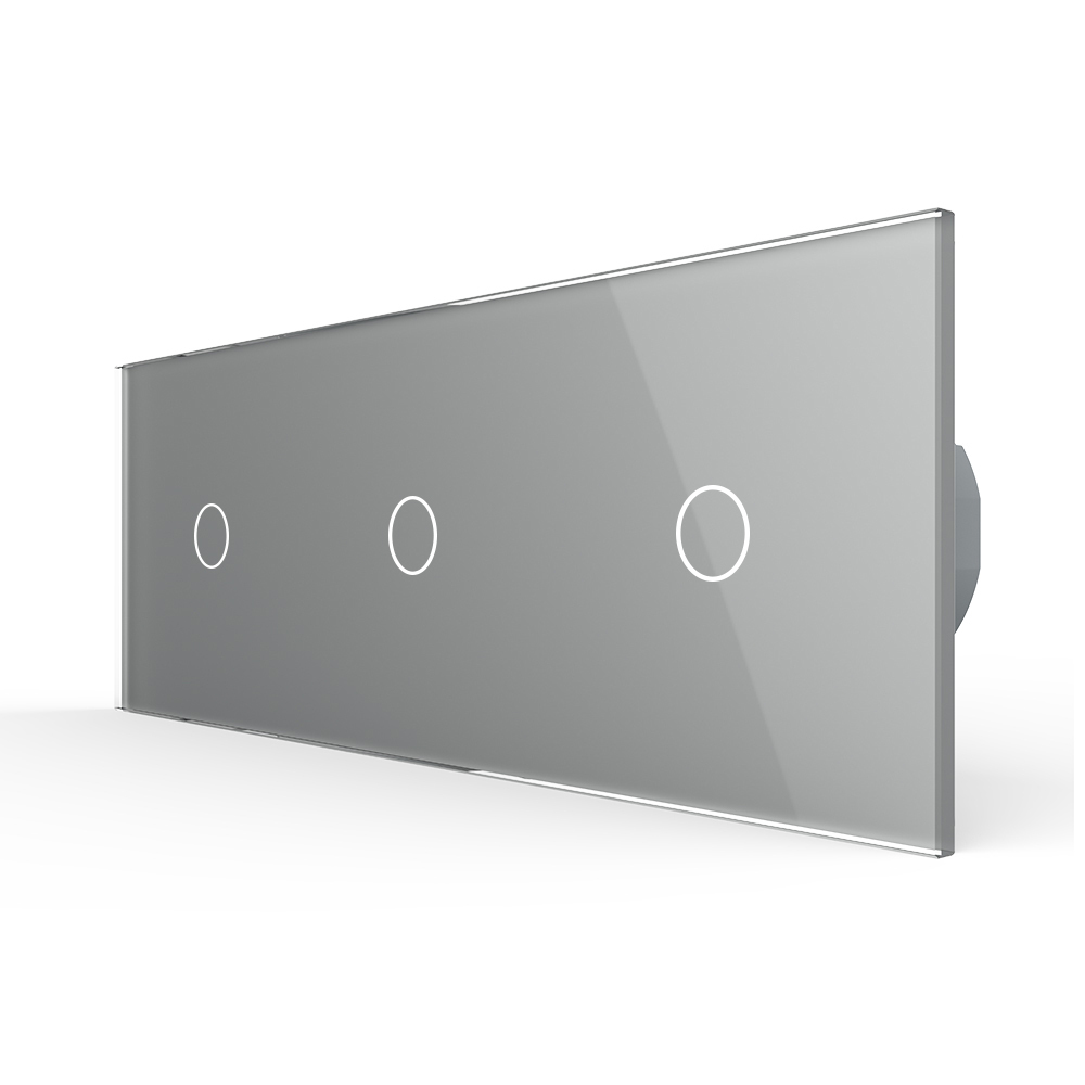 Купить Сенсорный выключатель 3 клавиши, 3 поста (1G+1G+1G) стекло 2.5D 228х86мм цвет серый в интернет-магазине Mvava.ru