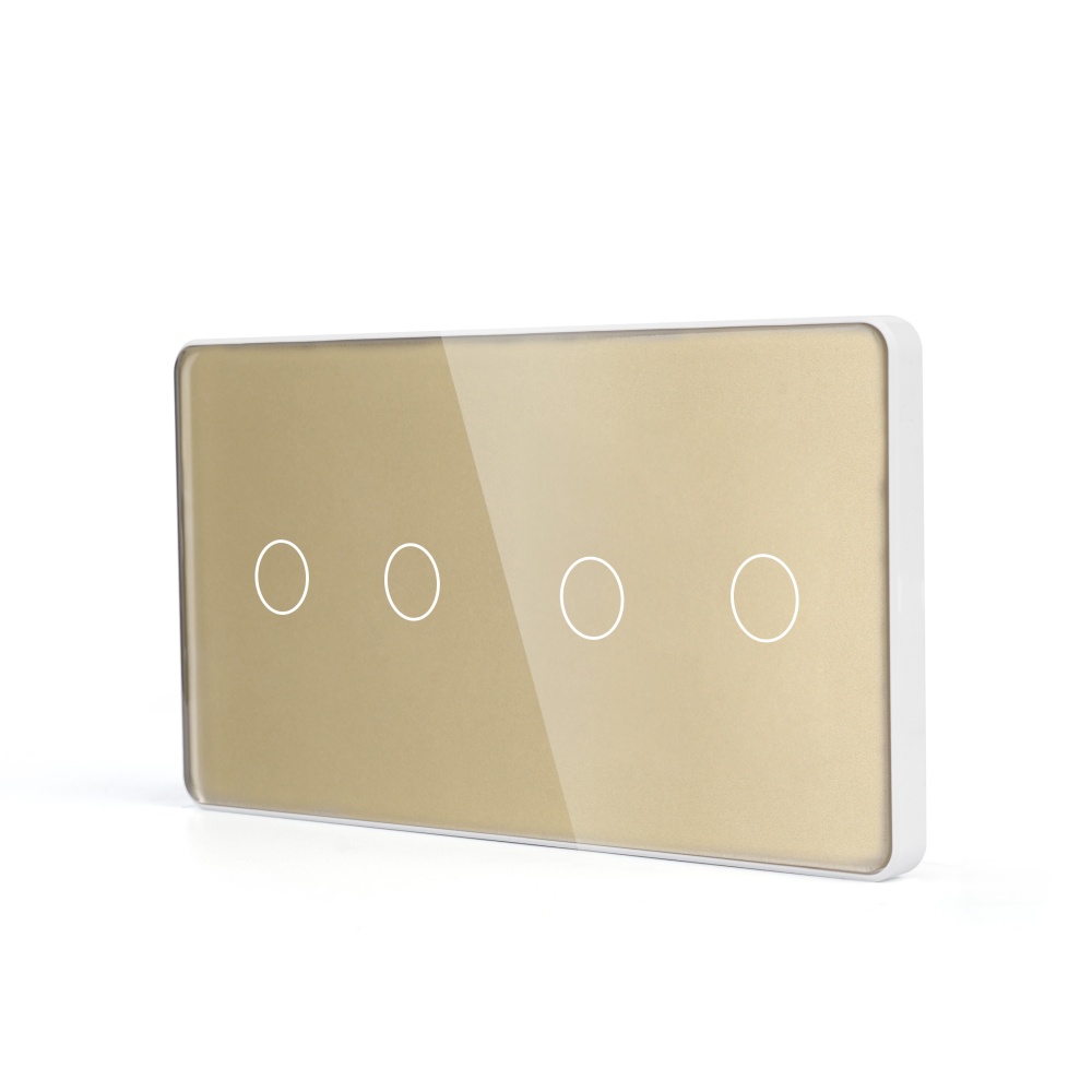 Купить Панель 2 поста (2G+2G) 157*86мм, стекло 2.5D (без выкл.) цвет золотой в интернет-магазине Mvava.ru