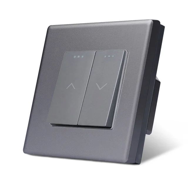 Купить Выключатель механический для жалюзи, 2 клавиши 1 пост, рамка пластик 86х86мм цвет серый в интернет-магазине Mvava.ru