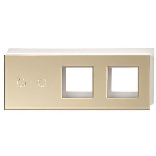 Купить Рамка комби 3 поста (2G+2F) 228*86мм, стекло 2.5D, цвет золотой в интернет-магазине Mvava.ru