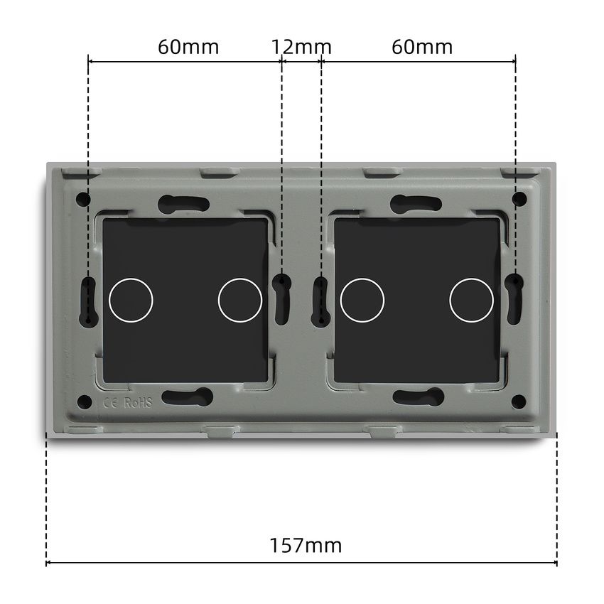 Купить Панель вертикальная 2 поста (2G+2G) 157*86мм, стекло (без выкл.) цвет серый в интернет-магазине Mvava.ru