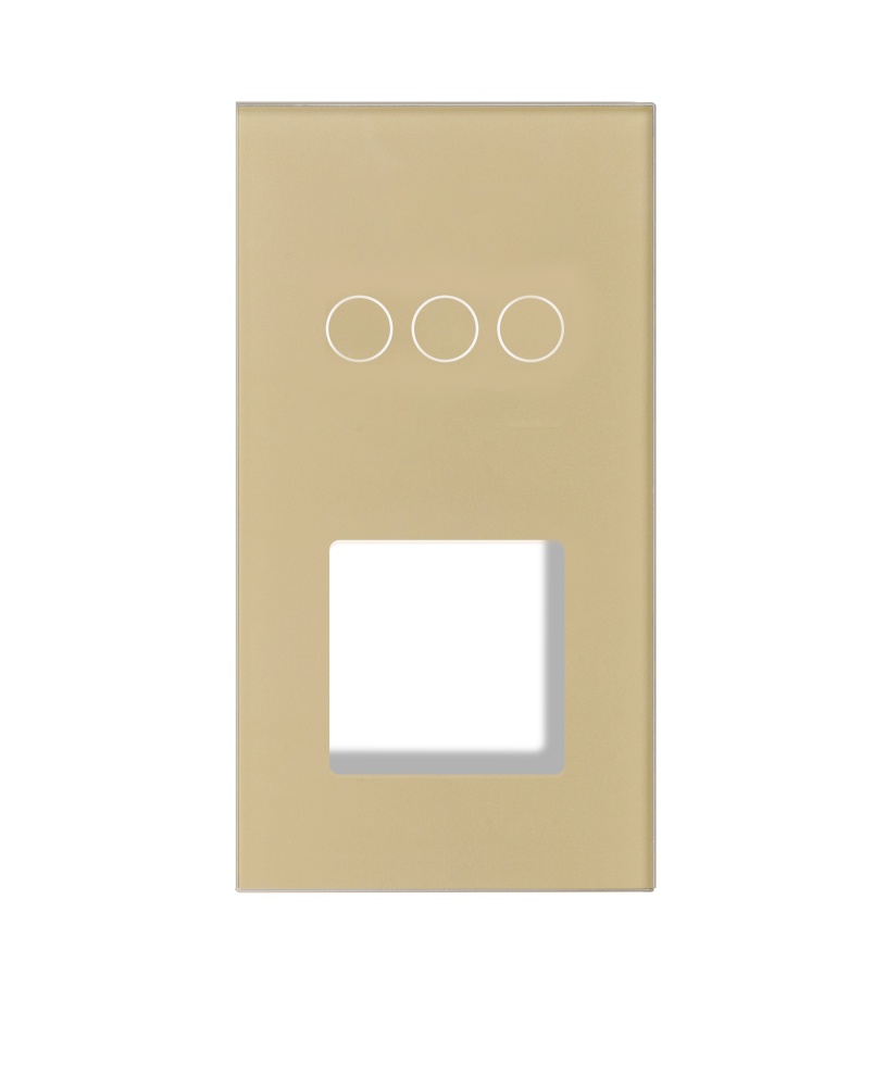 Купить Рамка комби вертикальная 2 поста (3G+1F) 157*86мм, стекло, цвет золотой в интернет-магазине Mvava.ru