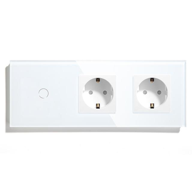 Купить Сенсорный выключатель ZigBee MVAVA 3кл. 2 розетки, 3 поста (3G+2EU) стекло 228х86мм цвет белый в интернет-магазине Mvava.ru