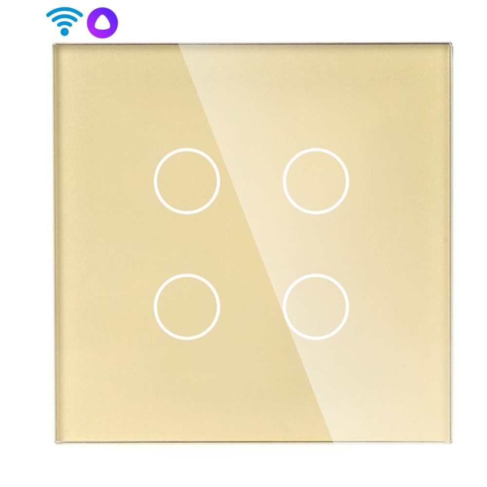 Купить Cенсорный Wi-Fi выключатель 600 Вт , с Алисой, 4 клавиши 1 пост, (4G) цвет золотой в интернет-магазине Mvava.ru