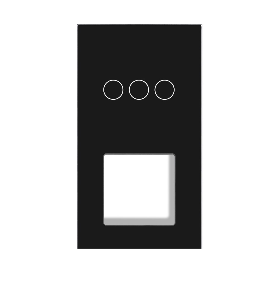 Купить Рамка комби вертикальная 2 поста (3G+1F) 157*86мм, стекло, цвет черный в интернет-магазине Mvava.ru