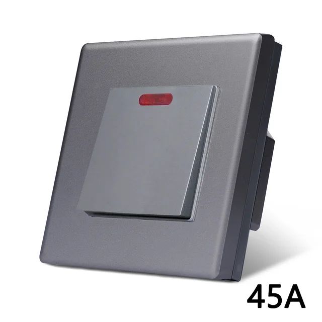 Купить Мастер выключатель 45А, 1 клавиша 1 пост, рамка пластик 86х86мм цвет серый в интернет-магазине Mvava.ru