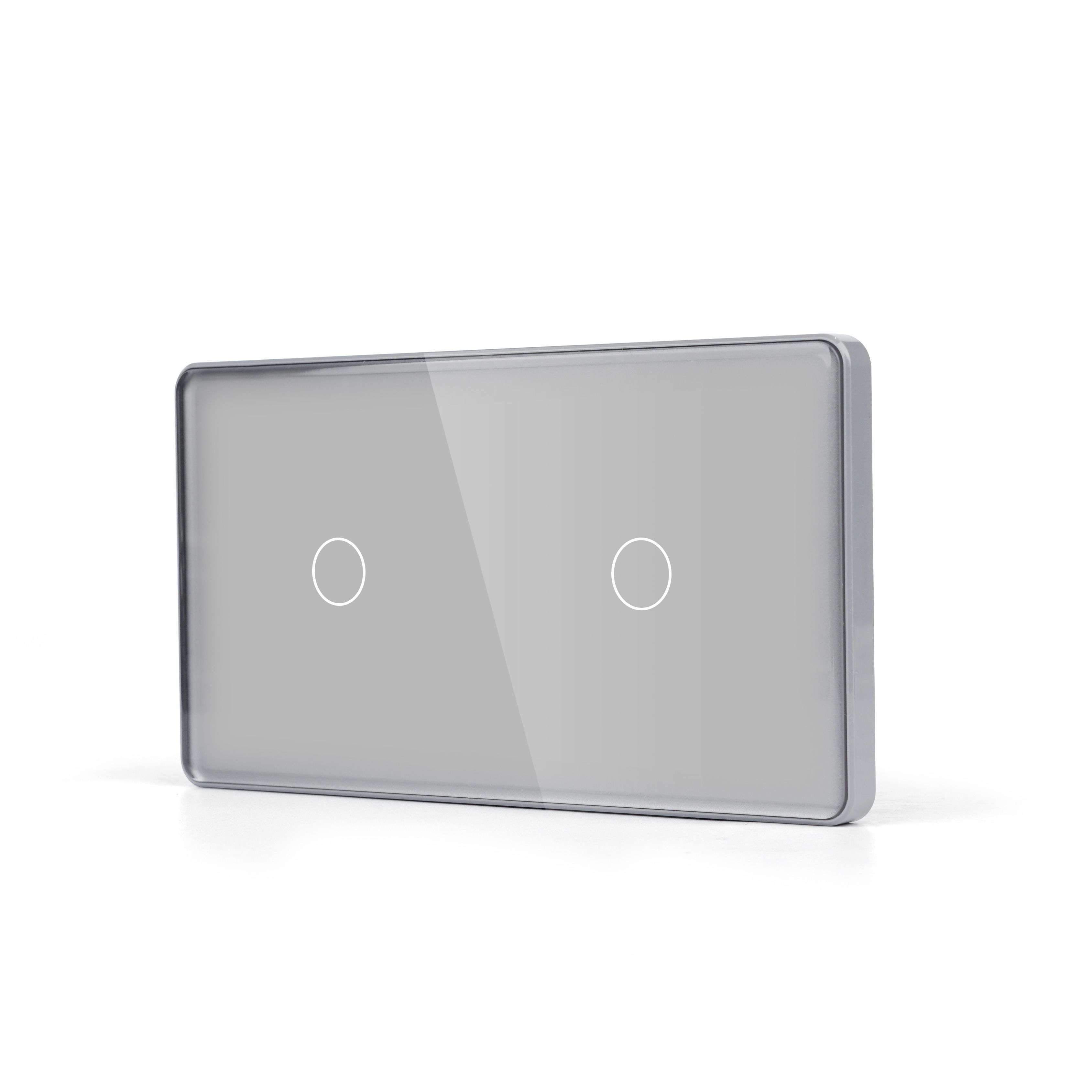 Купить Сенсорный выключатель 2 клавиши, 2 поста (1G+1G) стекло 2.5D 157х86мм цвет серый в интернет-магазине Mvava.ru