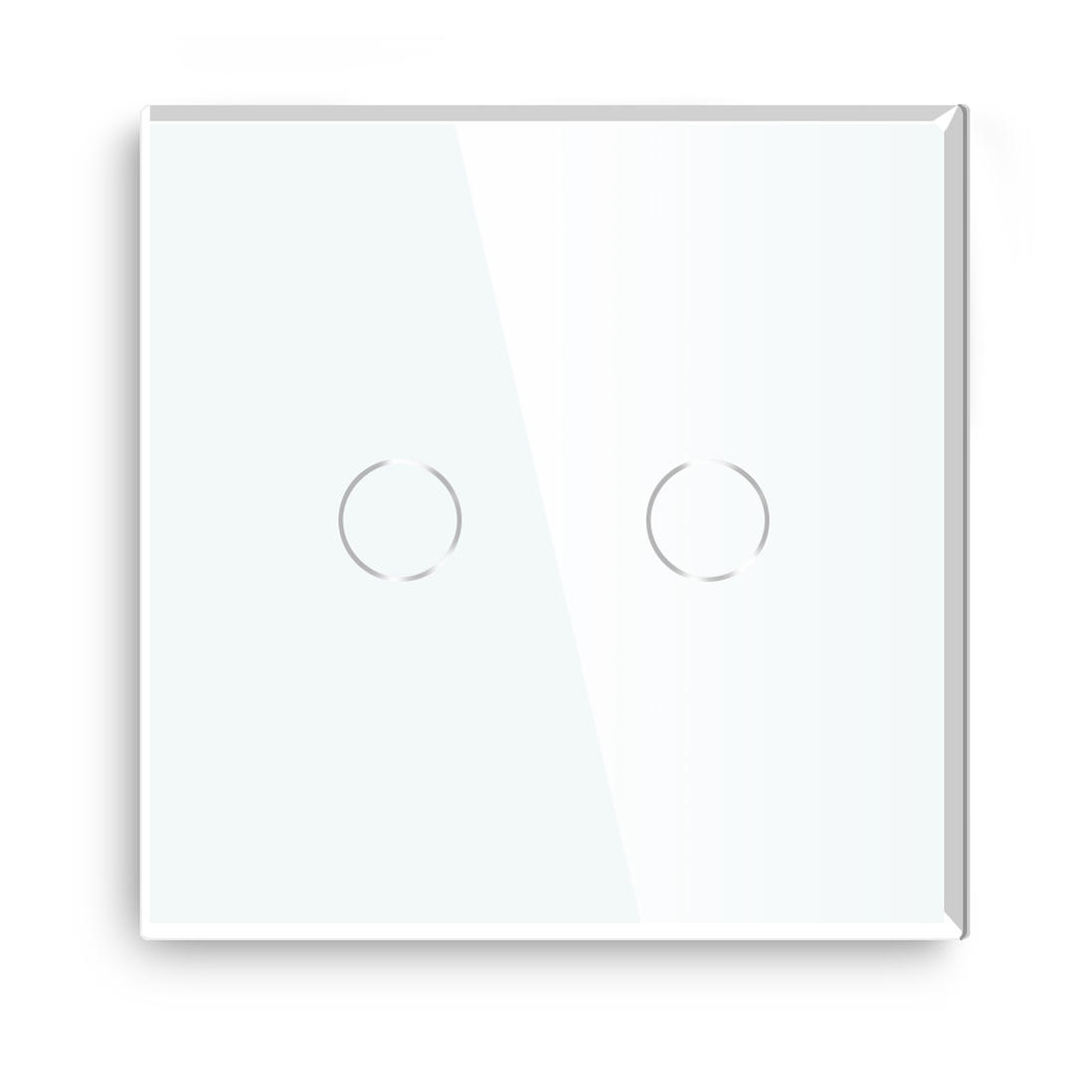 Купить Сенсорный выключатель проходной (переключатель) 2 клавиши, панель стекло Белый в интернет-магазине Mvava.ru