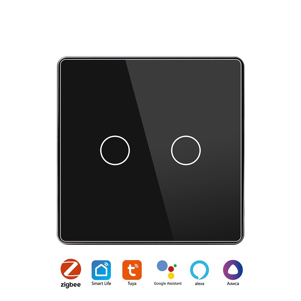 Купить Сенсорный беспроводной переключатель сцен ZigBee 2 кл. цвет черный в интернет-магазине Mvava.ru