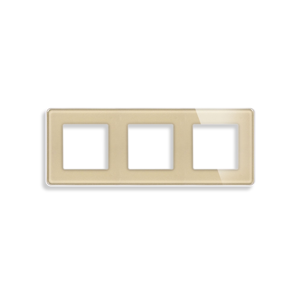 Купить Рамка 3 поста 228*86мм, стекло 2.5D, цвет золотой в интернет-магазине Mvava.ru