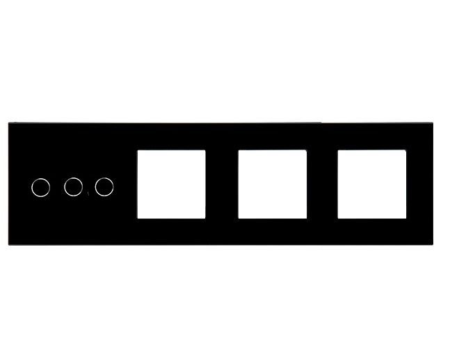 Купить Рамка комби 4 поста (3G+3F) 299*86мм, стекло, цвет черный в интернет-магазине Mvava.ru