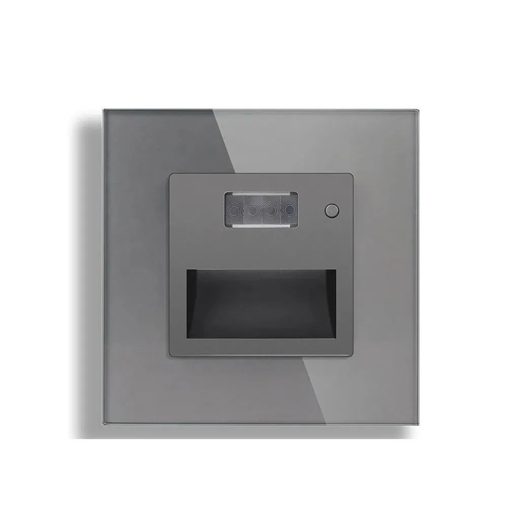 Купить Светильник (без рамки) 1800К-7500К для лестниц , с датчиком движения, рамка 86х86мм стекло, цвет сер в интернет-магазине Mvava.ru