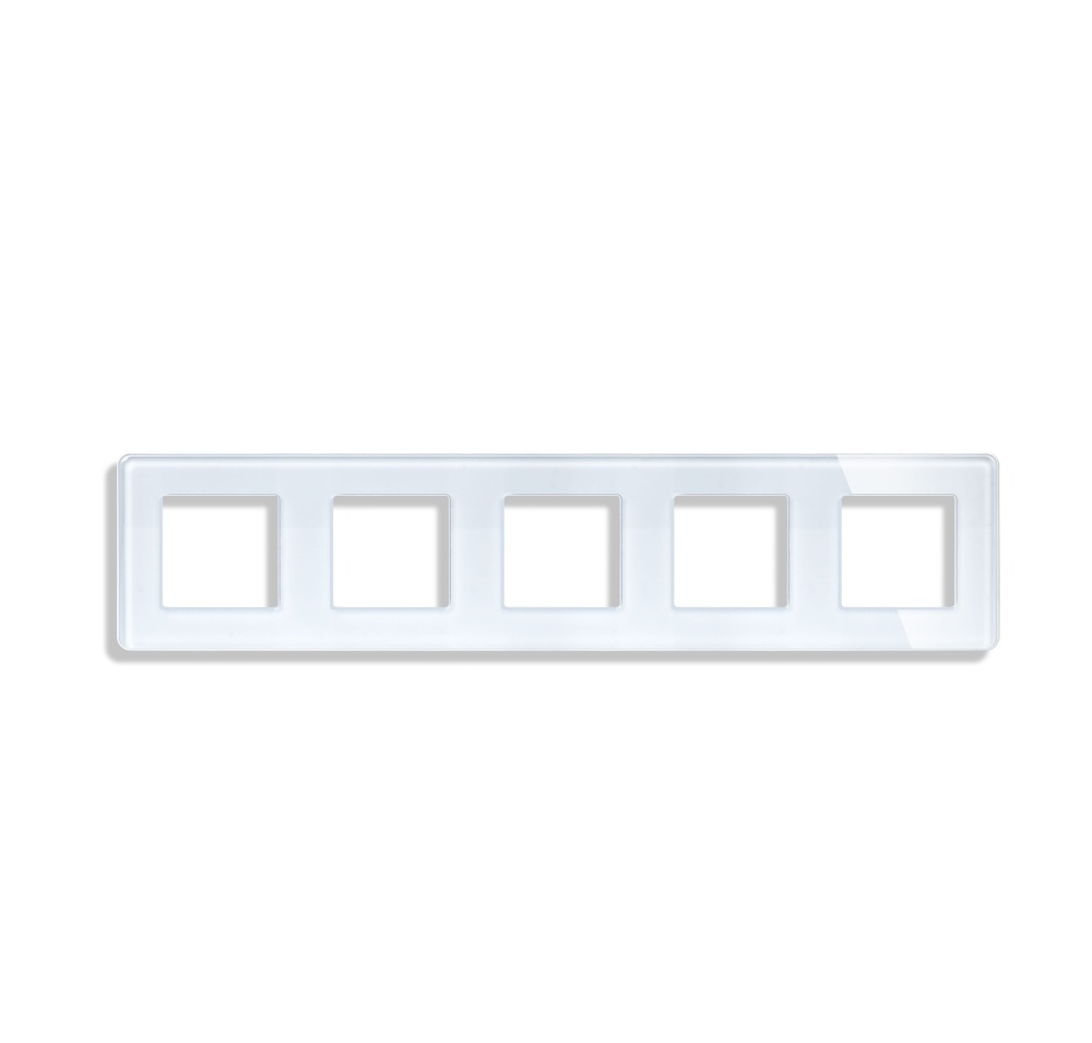 Купить Рамка 5 постов 370*86мм, стекло 2.5D, цвет белый в интернет-магазине Mvava.ru