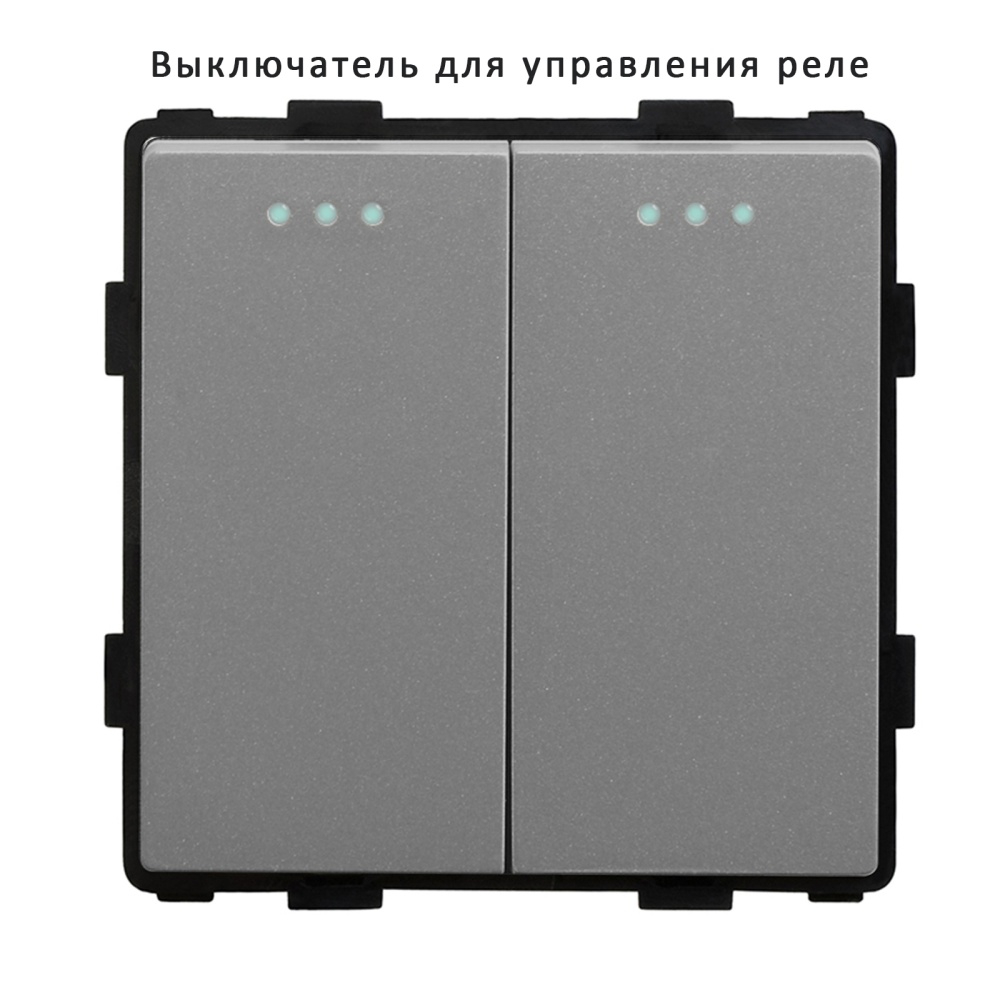 Купить Выключатель с самовозвратом (Reset), 2 клавиши, (без рамки) цвет серый в интернет-магазине Mvava.ru
