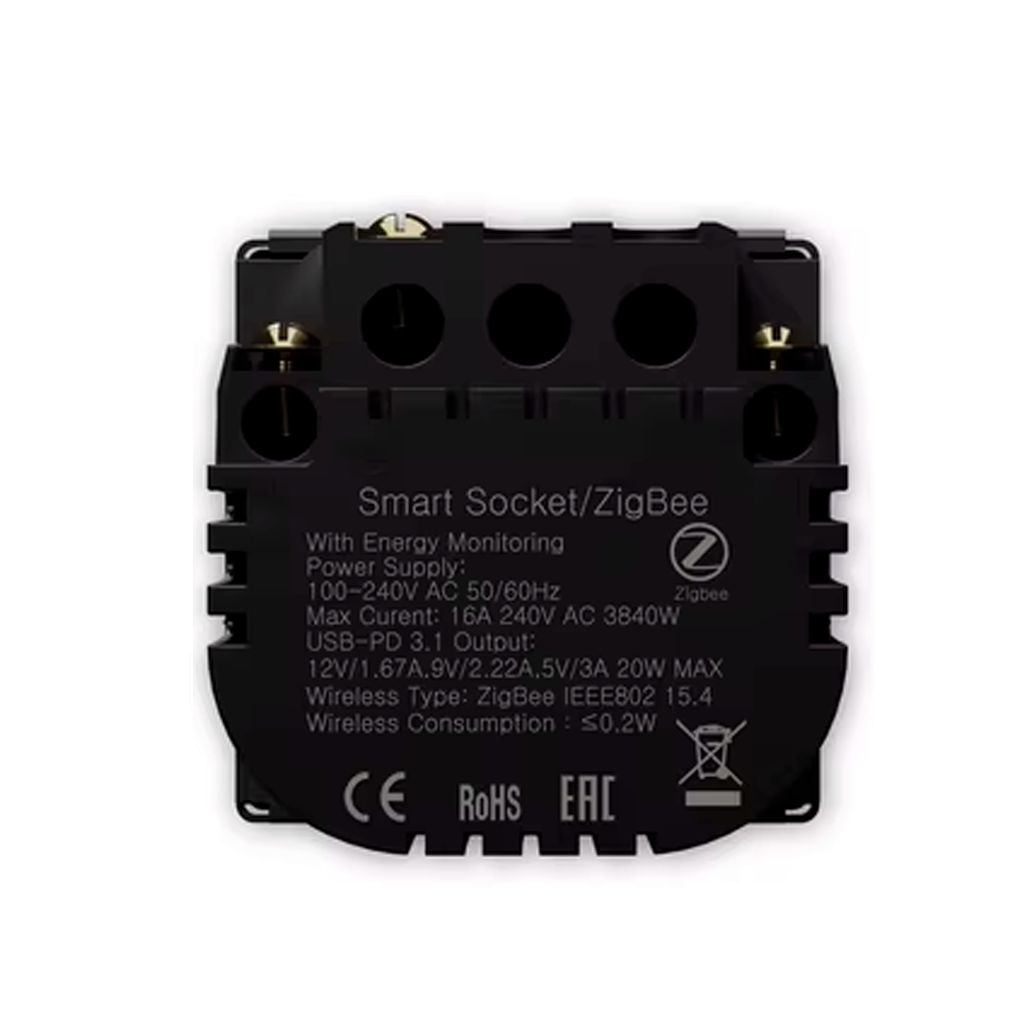 Купить Механизм розетки ZigBee с Usb/Type-C АC быстрая зарядка 20Вт, (без рамки) цвет золотой в интернет-магазине Mvava.ru