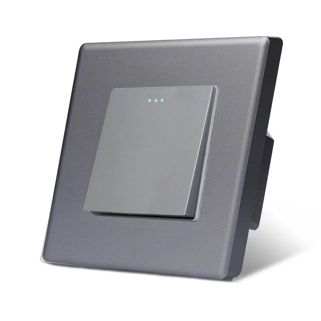 Купить Выключатель перекрестный 1 клавиша, 1 пост, рамка 86х86мм пластик, цвет серый в интернет-магазине Mvava.ru