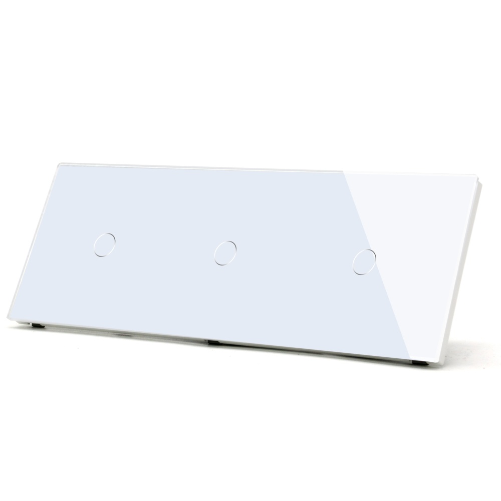 Купить Сенсорный выключатель 3 клавиши, 3 поста (1G+1G+1G) стекло 2.5D 228х86мм цвет белый в интернет-магазине Mvava.ru