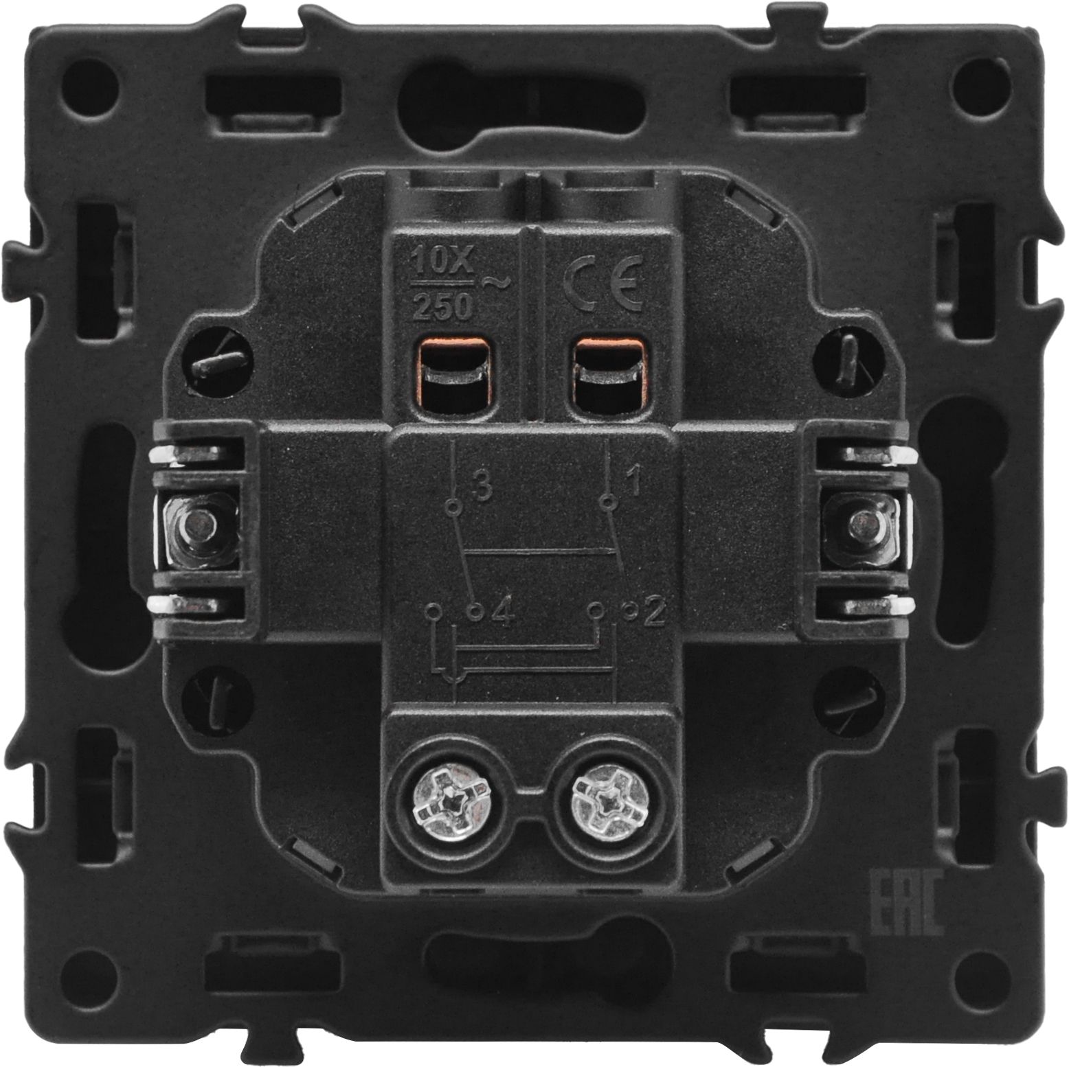 Выключатель перекрестный echo 1 клавиша, 1 пост, рамка пластик 81х81мм, цвет черный MVAVA