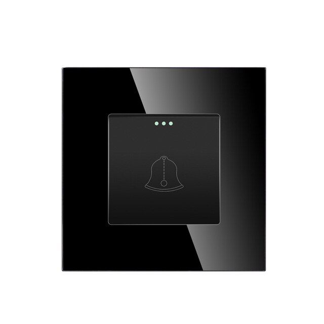Купить Выключатель звонок 1 пост, рамка стекло 86х86мм цвет черный в интернет-магазине Mvava.ru