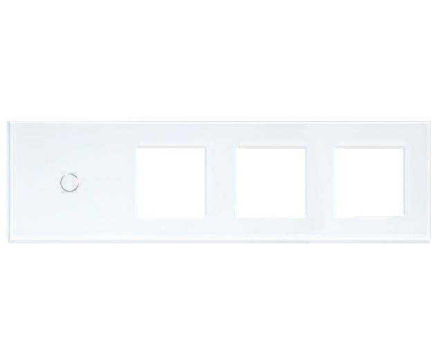 Купить Рамка комби 4 поста (1G+3F) 299*86мм, стекло, цвет белый в интернет-магазине Mvava.ru