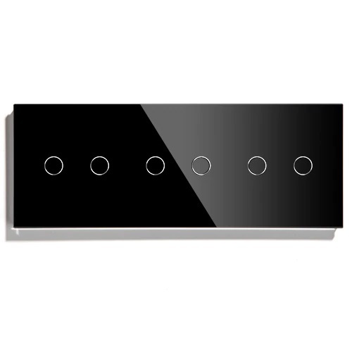 Купить Сенсорный выключатель 6 клавиш, 3 поста (2G+2G+2G) стекло 2.5D 228х86мм цвет черный в интернет-магазине Mvava.ru