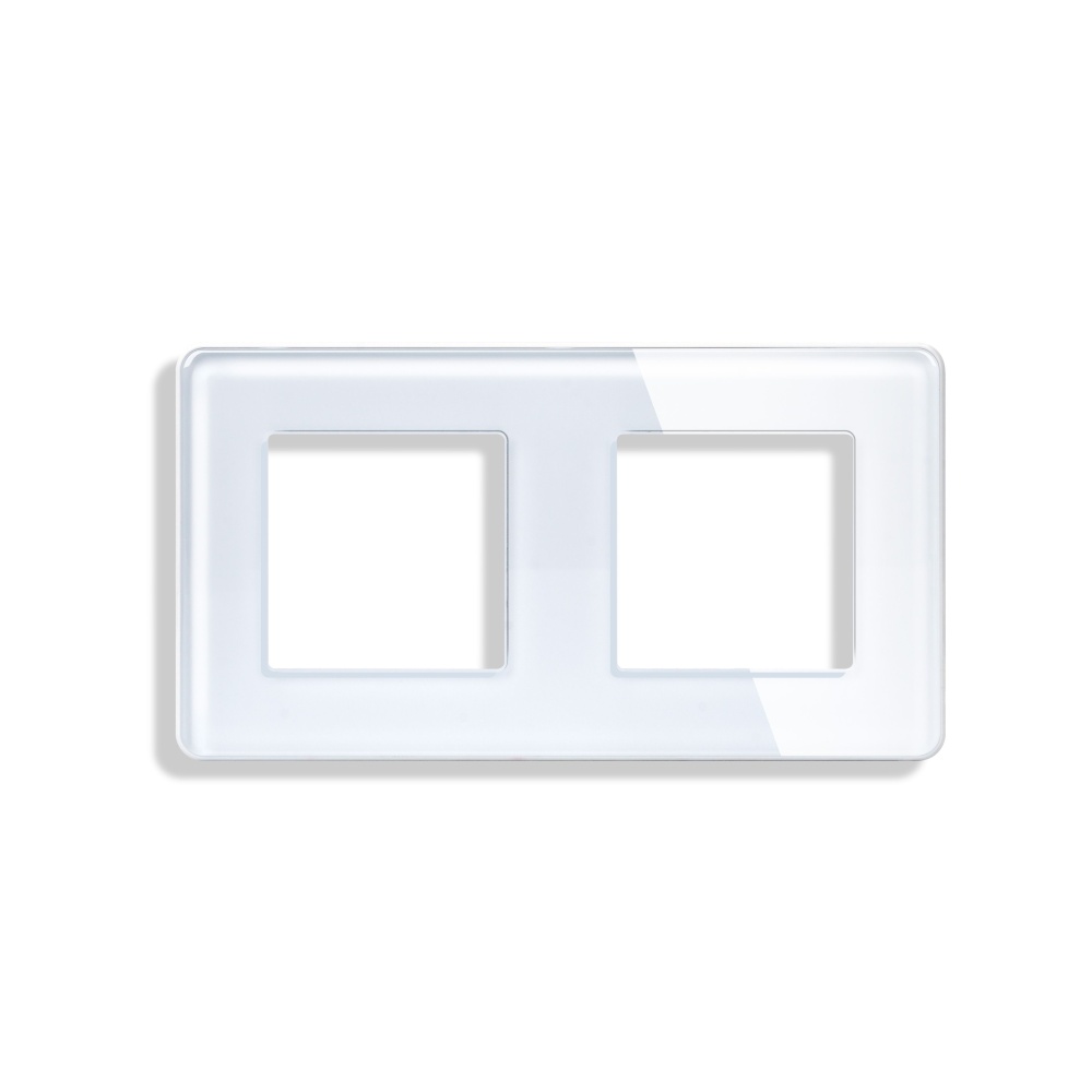 Купить Рамка 2 поста 157*86мм, стекло 2.5D, цвет белый в интернет-магазине Mvava.ru