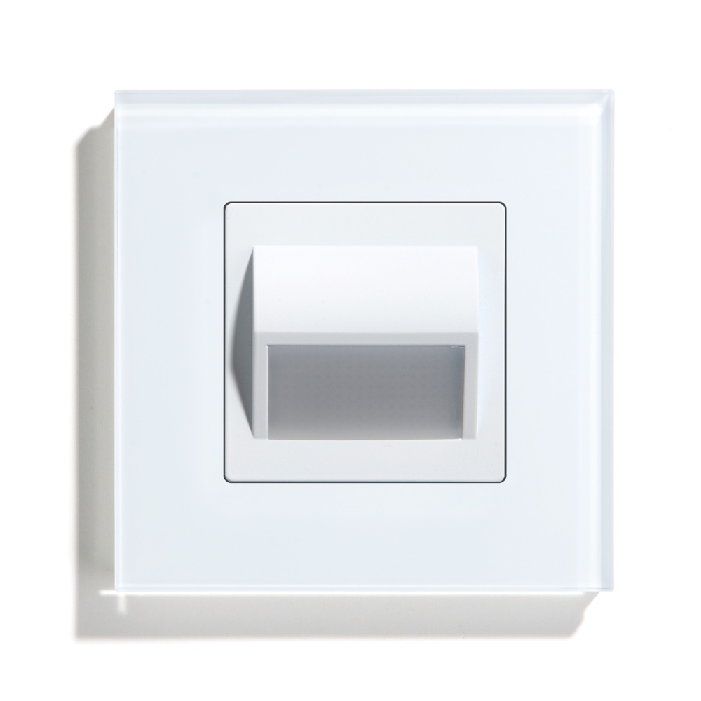 Купить Cветильник 4000К-4500К для лестниц , подсветка, рамка 86х86мм стекло, цвет белый в интернет-магазине Mvava.ru