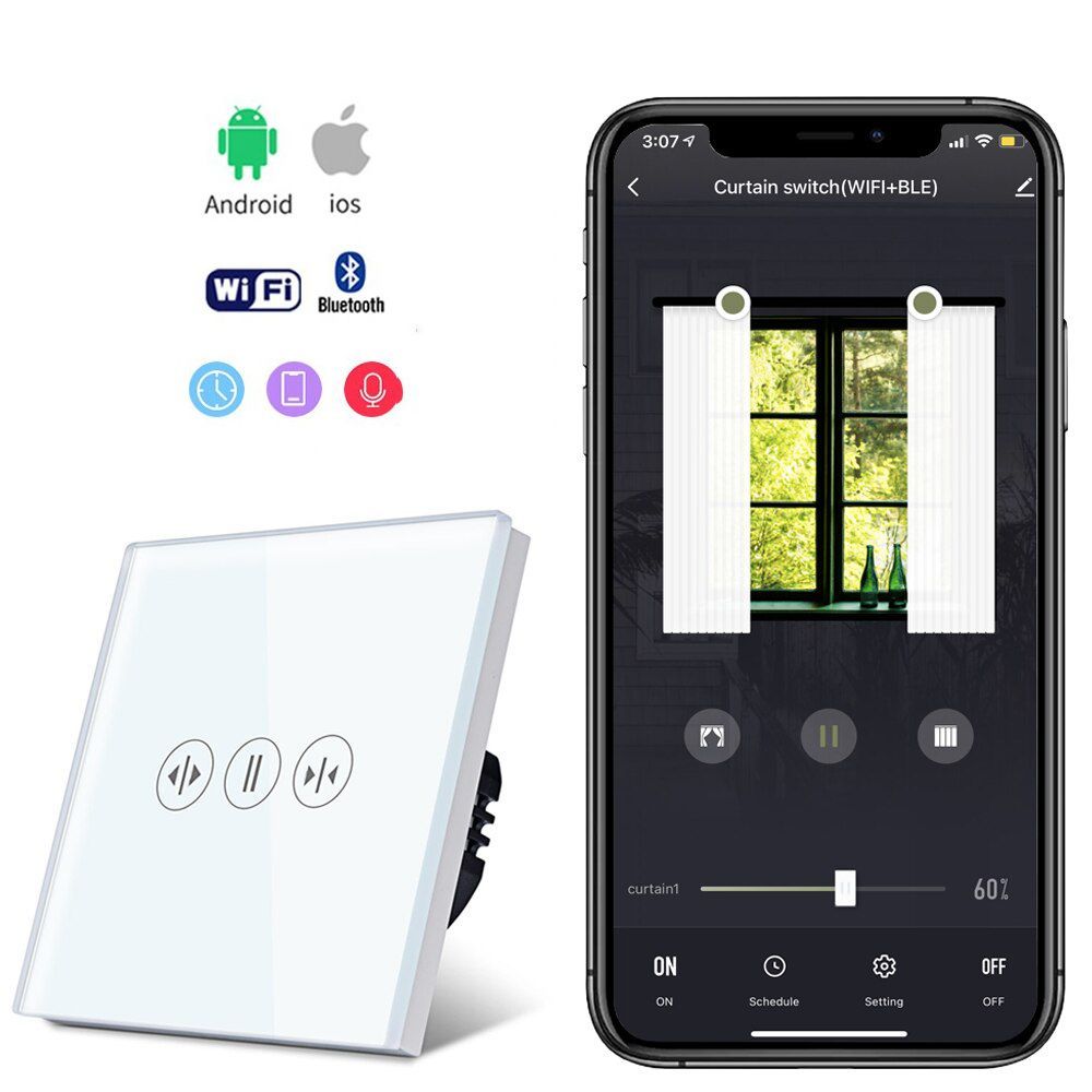 Купить Сенсорный zigbee выключатель для жалюзи с Алисой, цвет серый в интернет-магазине Mvava.ru