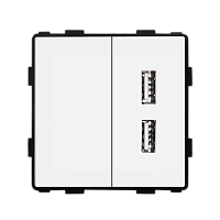 Механизм розетки 2Usb/Blk, 5В 2.4 А, цвет белый